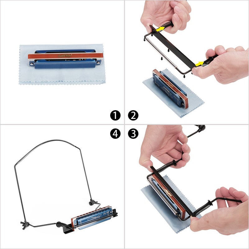 Eison Harmonica Holder 10 Holes Harmonica Holder ET10H Black Neck Hands Free with Anti-Scratch Felt Pads to Protector Harmonica - Image 3